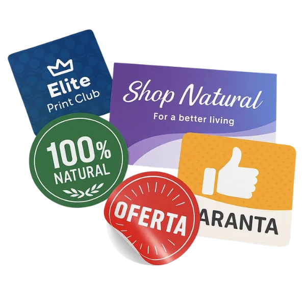 Conjunto de adesivos e rótulos personalizados de diferentes marcas