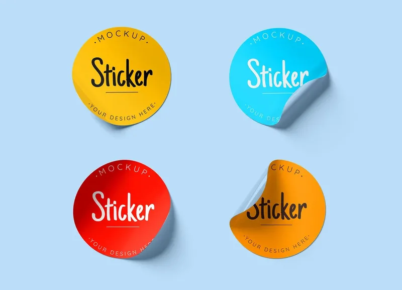 Adesivos redondos personalizados em várias cores
